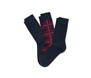 2x dunkelblau, 1x blau-bordeaux-creme kariert