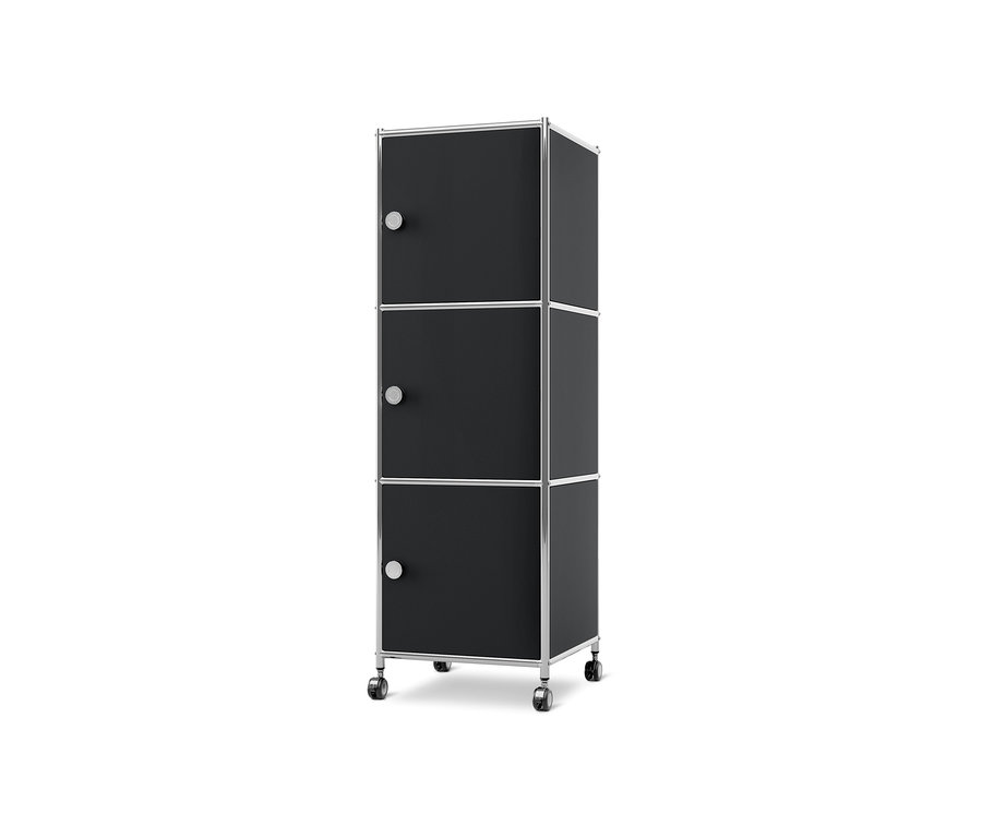 Schwarzer Rollcontainer Metall »CN3« mit 3 Türen.