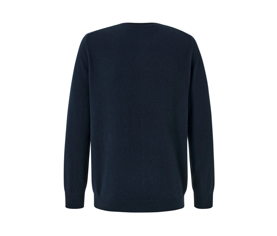 Navy Cashmere-Pullover mit Rundhalsausschnitt.