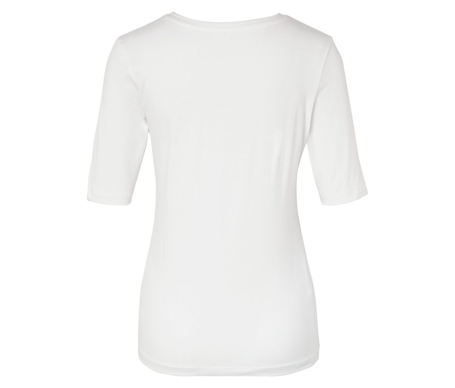 Weißes T-Shirt mit kurzen Ärmeln von hinten.