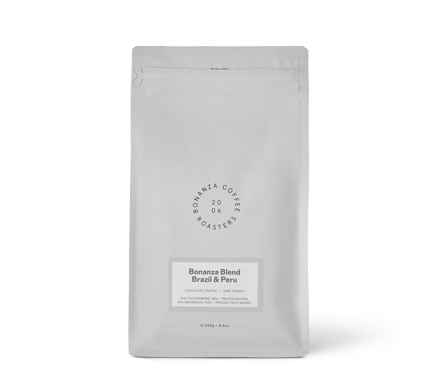 Geschlossene Packung Bonanza Coffee Roasters - Blend Omni-Roast - 250 g Ganze Bohne.