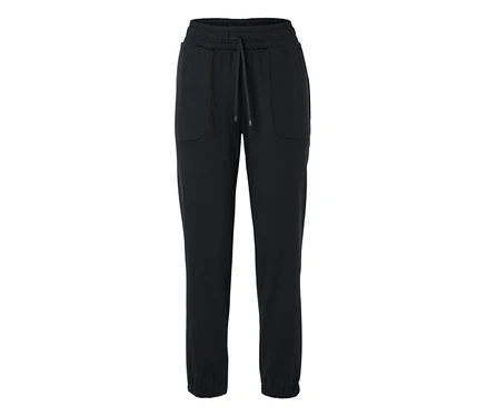 Schwarze Jogginghose mit Kordelzug und Taschen.