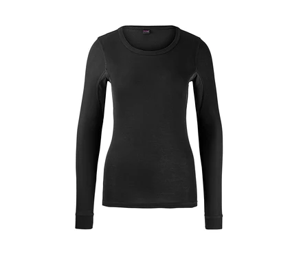 Schwarze Thermo-Funktionsunterwäsche mit langen Ärmeln.
