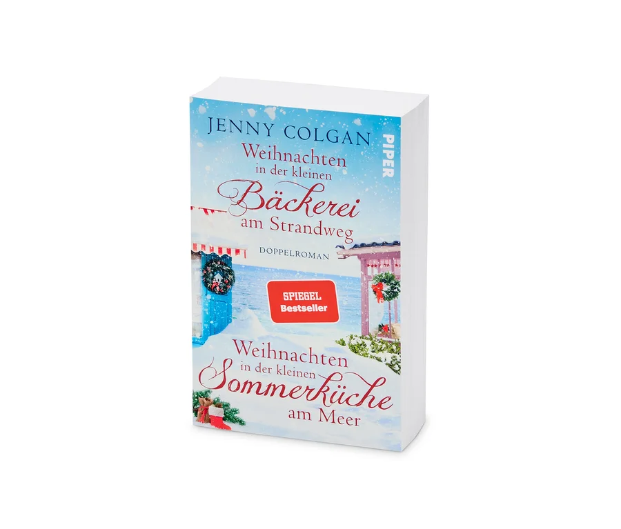 Cover des Doppelromans »Weihnachten in der kleinen Bäckerei am Strandweg« und »Weihnachten in der kleinen Sommerküche am Meer« von Jenny Colgan.