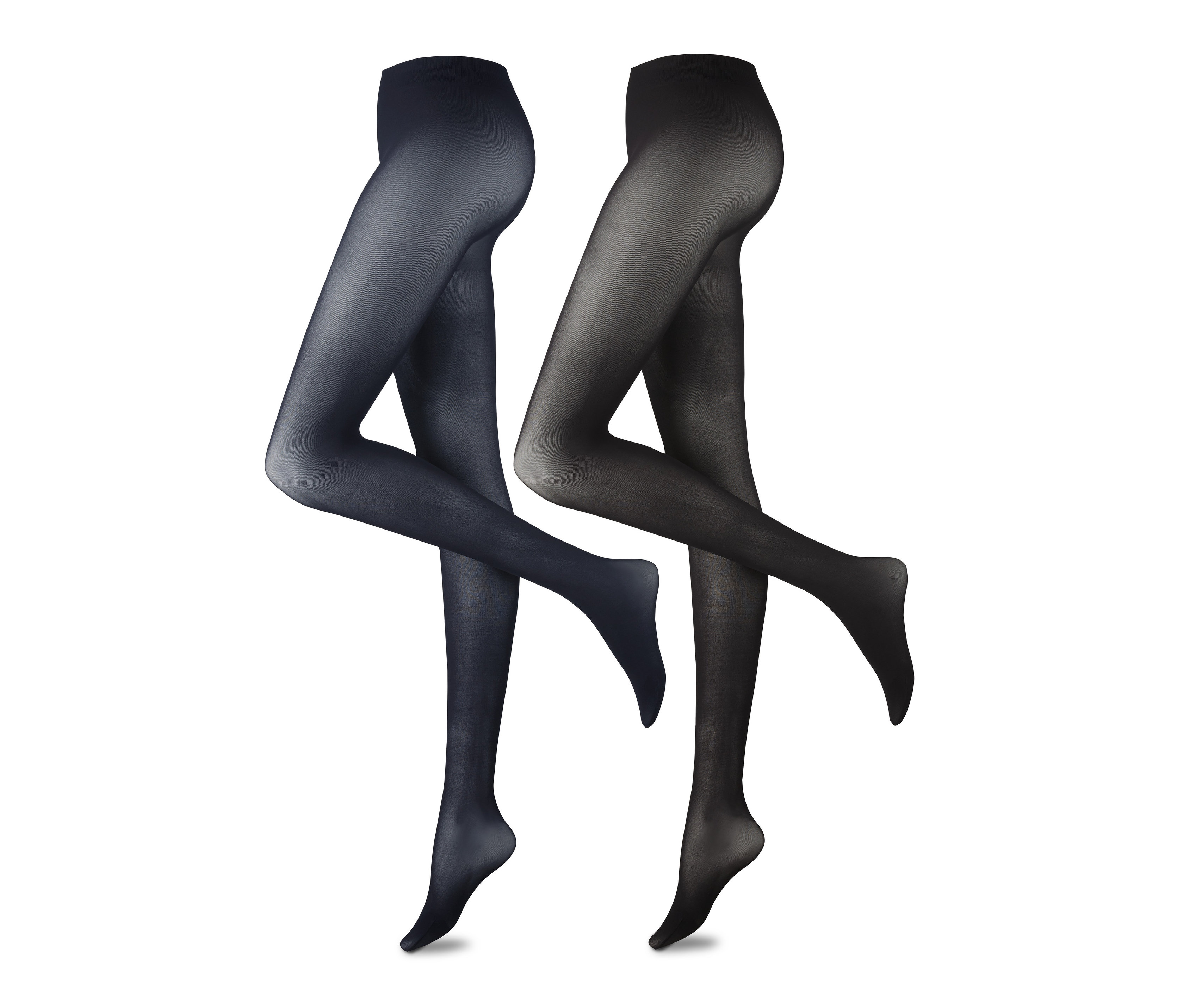 Zwei Paar Strumpfhosen auf weißem Hintergrund.