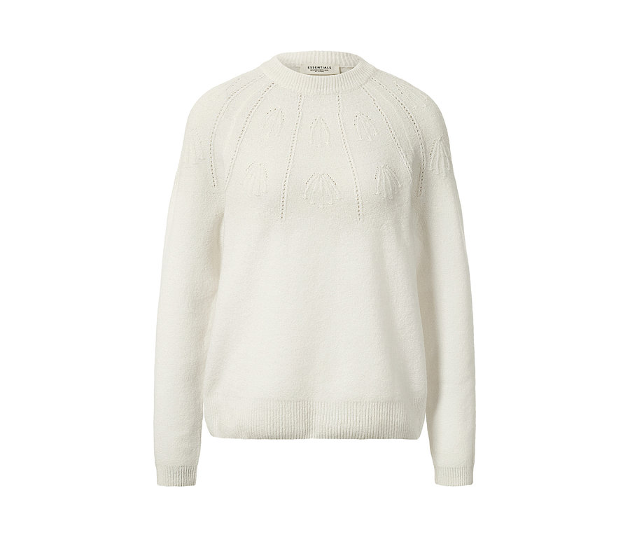 Ein weißer Strickpullover mit Wolle.