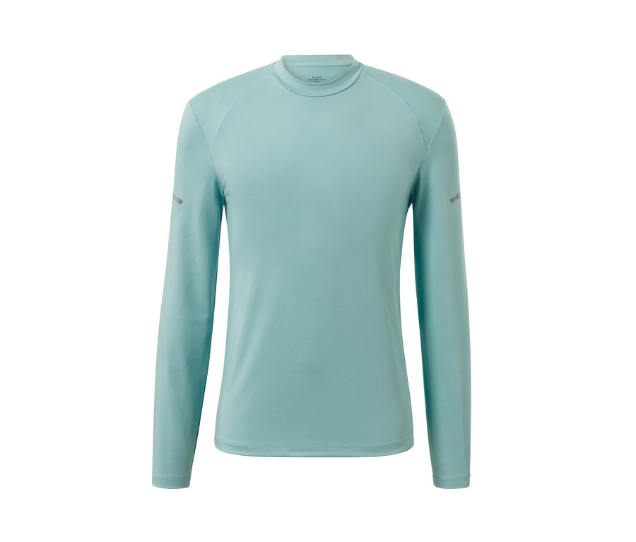 Detailansicht eines Langarm-Funktionsshirts in Mint.