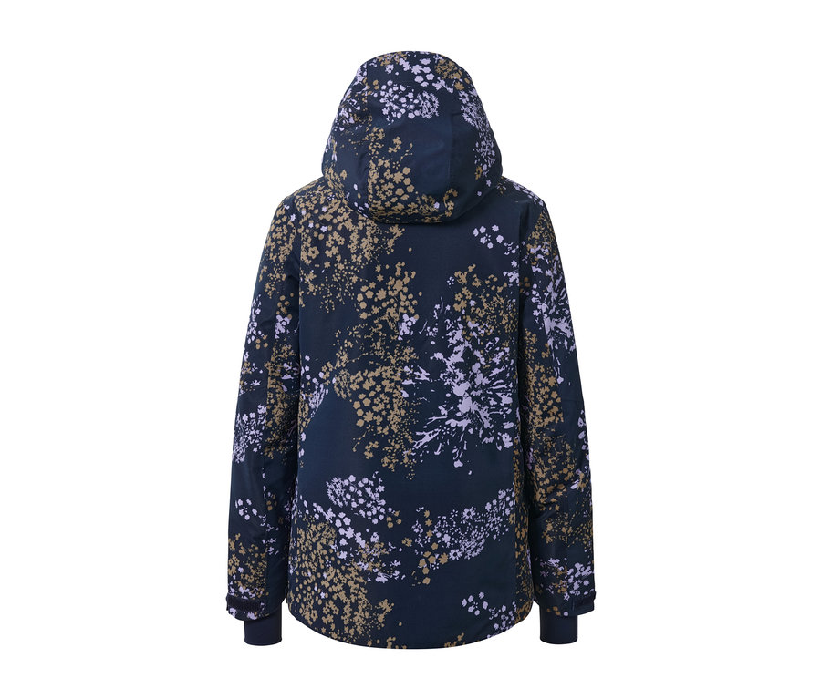 Rückansicht einer Halfzip-Skijacke mit Blumenmuster.