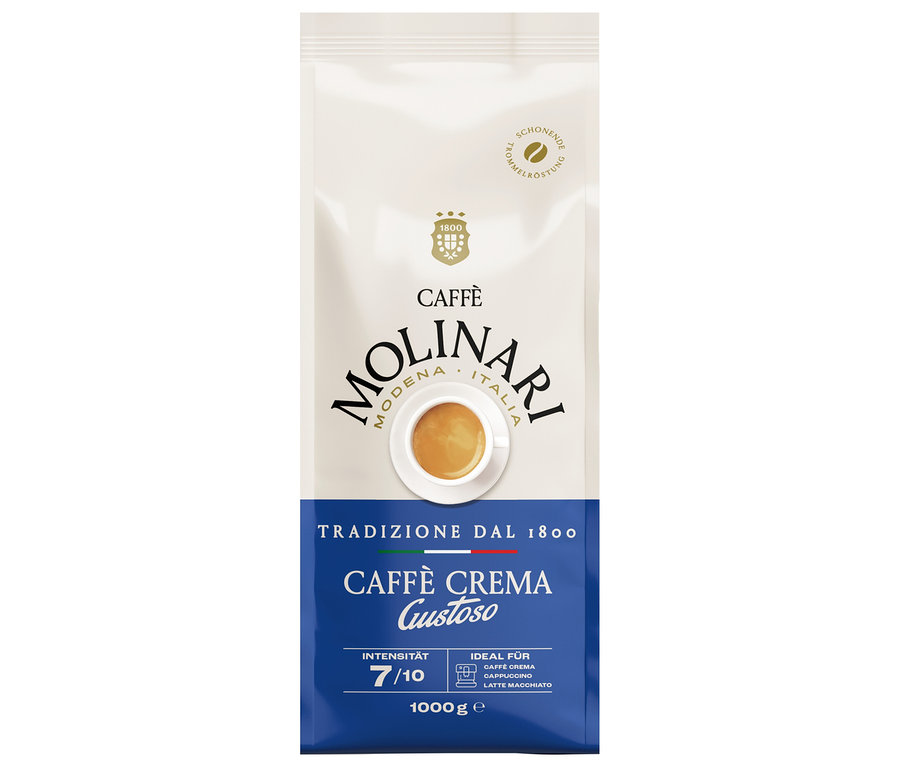 Eine Packung Caffè Molinari Caffè Crema Gustoso - 1 kg Ganze Bohne.