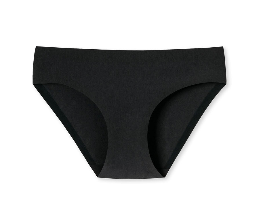 Schwarzer, unsichtbarer SCHIESSER Rio-Slip mit Baumwolle auf weißem Hintergrund.