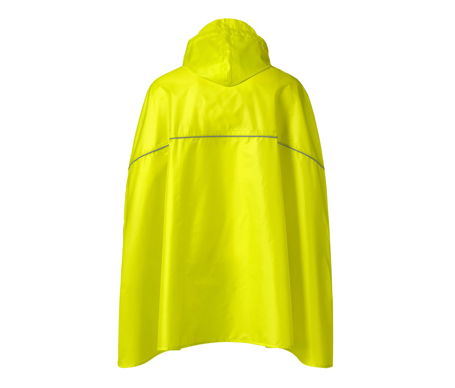 Gelber Regenponcho von hinten.