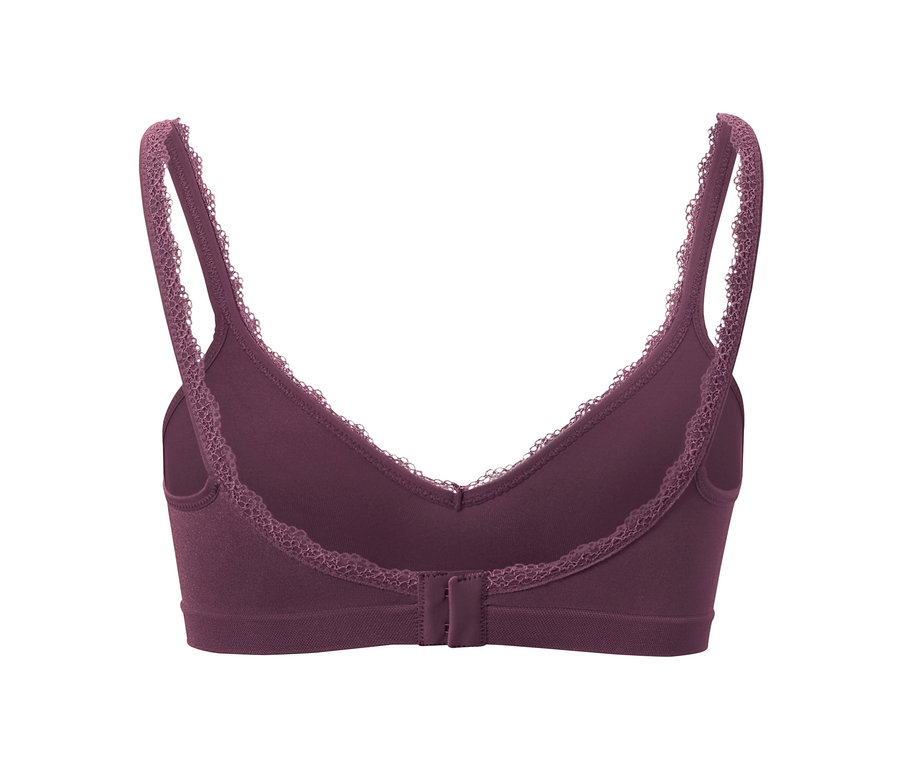 Detailaufnahme eines Seamless-Soft-BHs in Aubergine.