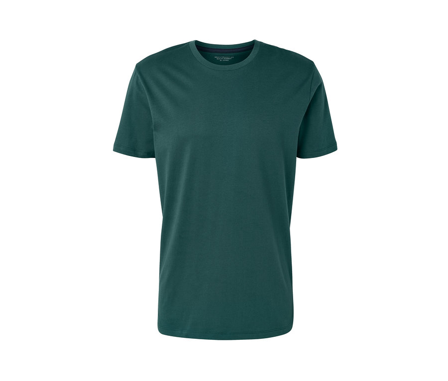 Dunkelgrünes 2 T-Shirts mit Rundhalsausschnitt.