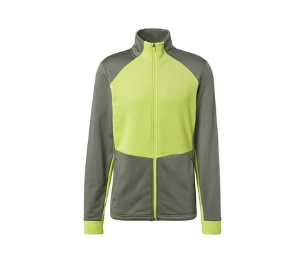 Grau-grüne Thermojacke mit Reißverschluss in der Mitte.