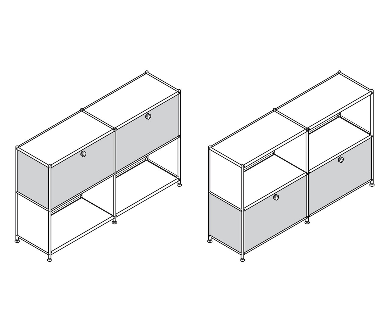 Sideboard Metall »CN3« mit 2 versetzbaren Klappenfächern bei