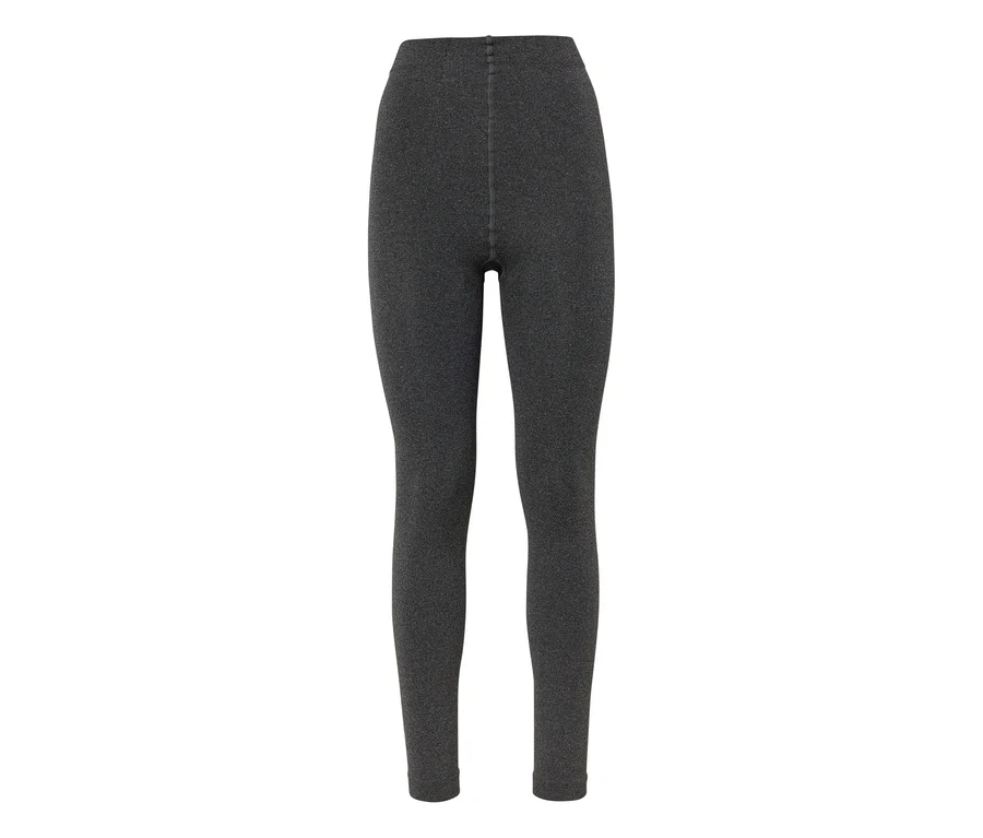 Dunkelgraue, melierte, hochgeschnittene Leggings in voller Länge.