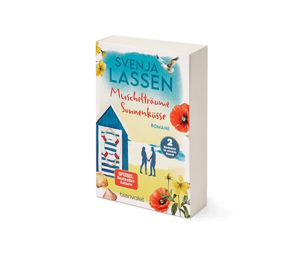 Cover des Doppelromans »Muschelträume und Sonnenküsse« mit Strandmotiv.