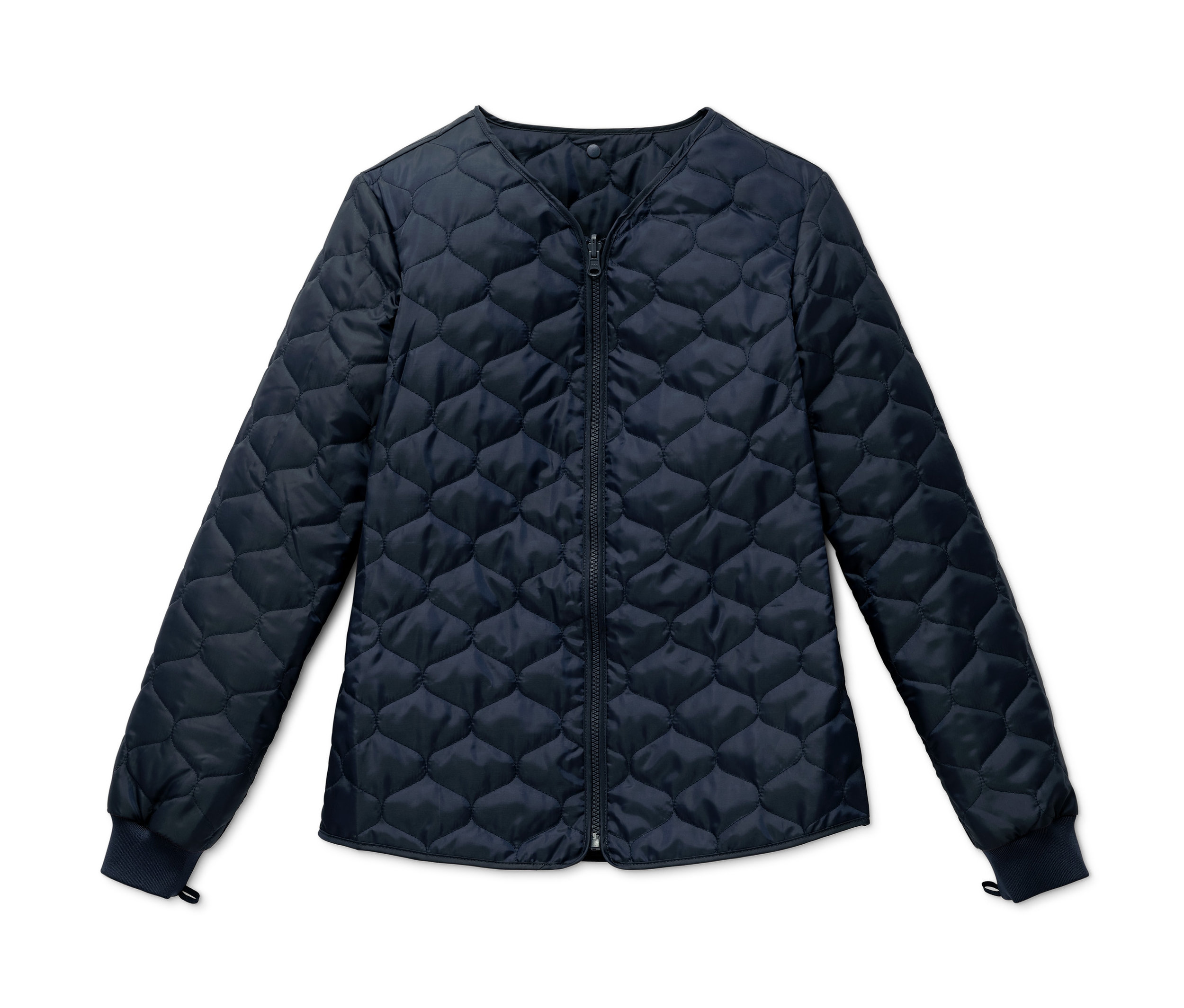 Marineblauer 3-in-1-Funktions-Outdoormantel mit durchgehendem Reißverschluss.