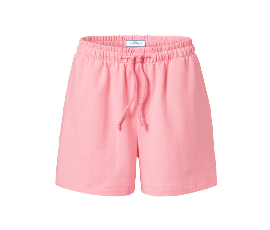 Rosa Sweatshorts mit Kordelzug in der Taille.