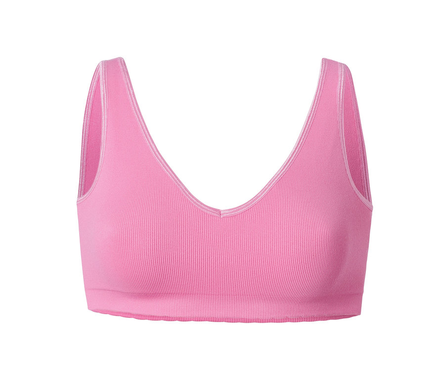 Ein nahtloses, rosafarbenes Bustier auf weißem Hintergrund.