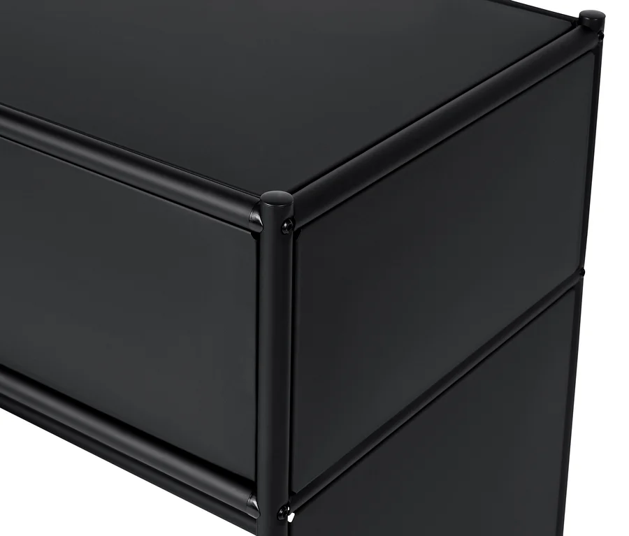 Detail der Metall-Konsole »CN3« mit Schublade, all black.
