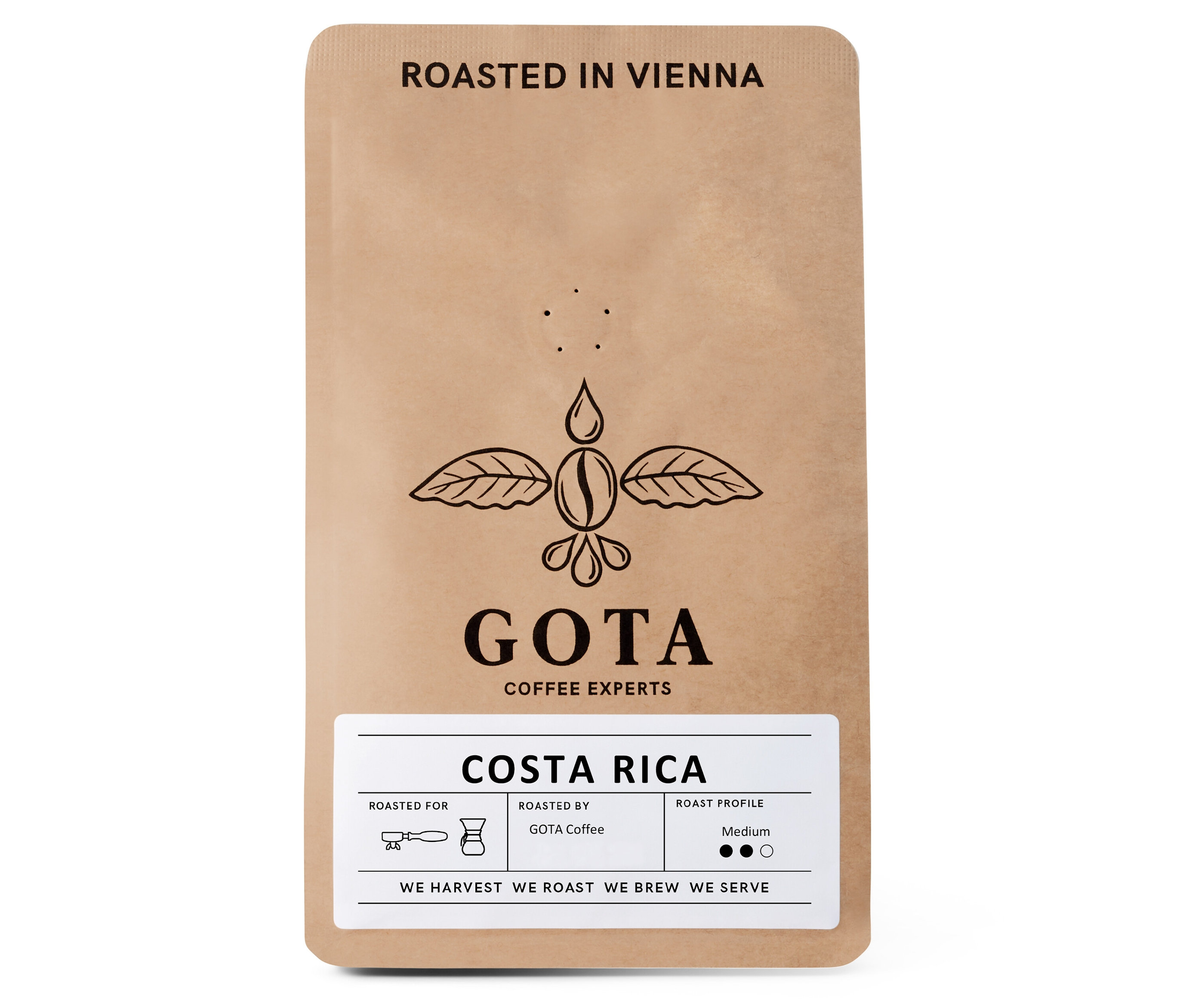 Packung Gota Coffee - Costa Rica Omni-Roast - 250 g Ganze Bohne.