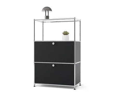 Schwarze Kommode Metall »CN3« mit 2 Klappfächern.