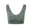 Detailansicht eines Seamless-Sport-Bustiers in Salbei mit Blattmuster.