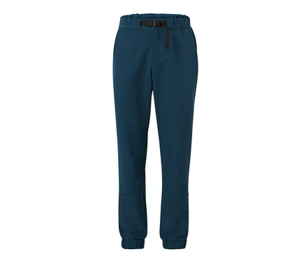 Eine dunkelblaue Thermohose mit Gürtel.