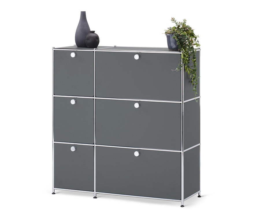 Graue Kommode »CN3« mit 6 Klappen.