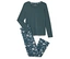 Grüner Langarm-Pyjama mit geblümter Hose.