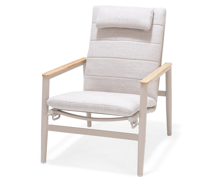 ScanCom Outdoor-Loungesessel mit verstellbarer Rückenlehne, hellgrau.