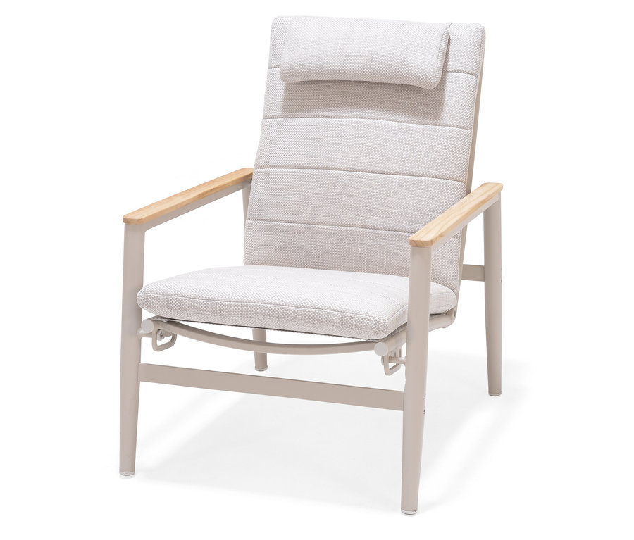 ScanCom Outdoor-Loungesessel mit verstellbarer Rückenlehne, hellgrau.