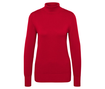 Feinstrick-Rollkragenpullover, rot