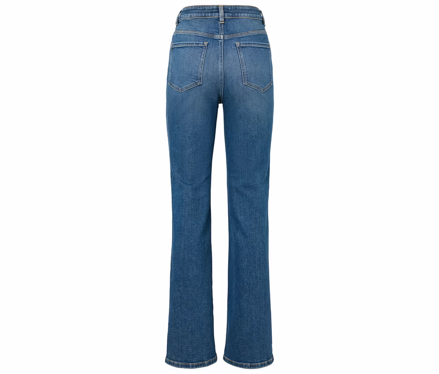 Rückansicht einer blauen Straight-Fit-Jeans.