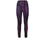 Violett-schwarze Leggings mit horizontalen Streifen.