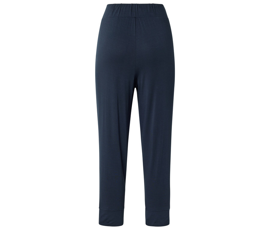 Dunkelblaue Hose mit elastischem Bund.