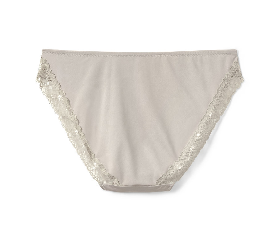 Mandelfarbene Jazzpants mit Spitze.