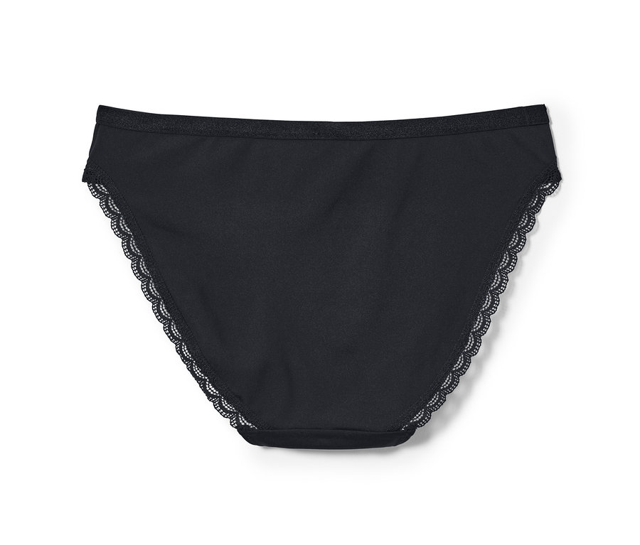 Schwarze Jazzpants, 2 Stück, mit Spitzenbesatz.