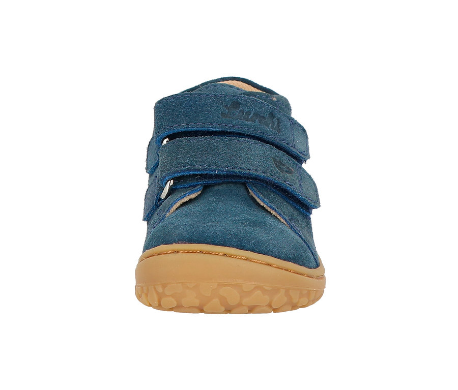 Blauer Lurchi Lauflernschuh Barefoot auf weißem Hintergrund.