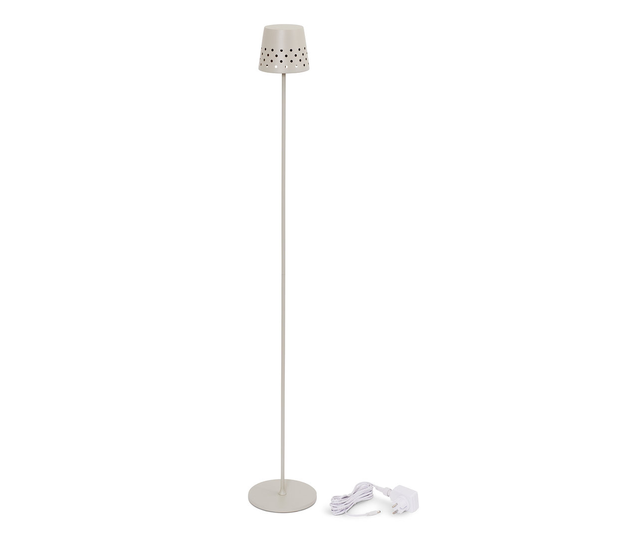 Eine LED-Akku-Stehleuchte aus Metall.