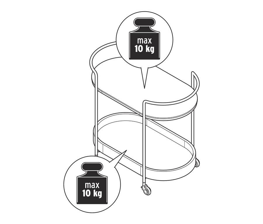 Illustration eines Servierwagens in Marmoroptik.