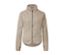 Beige Teddyfleece-Jacke mit Reißverschluss.