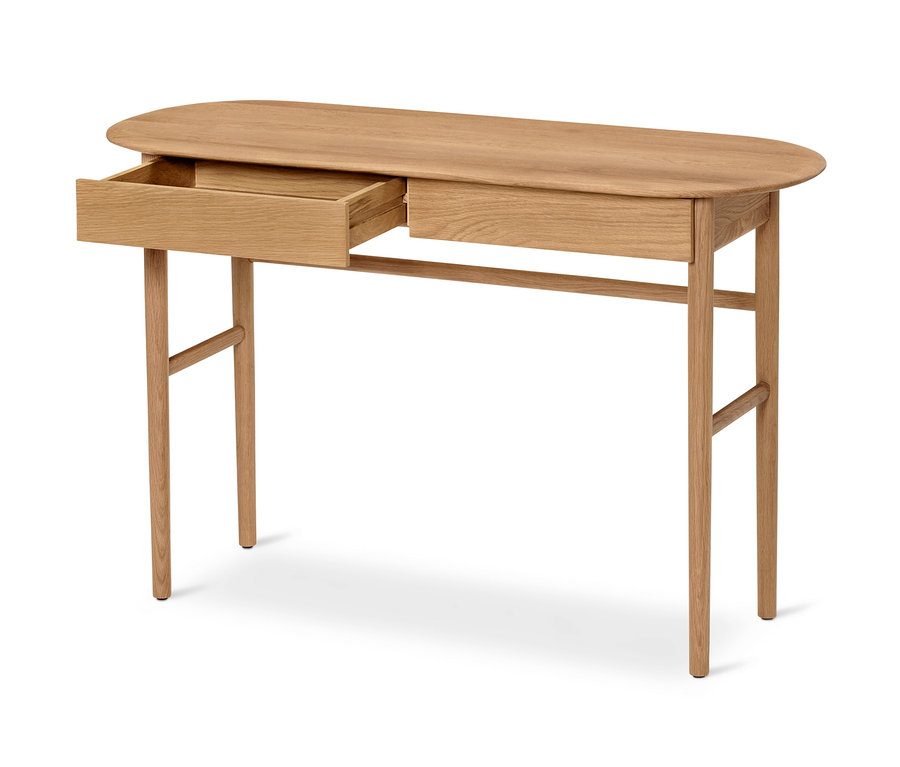 Ein Sekretär mit Schubladen, wobei eine Schublade geöffnet ist.