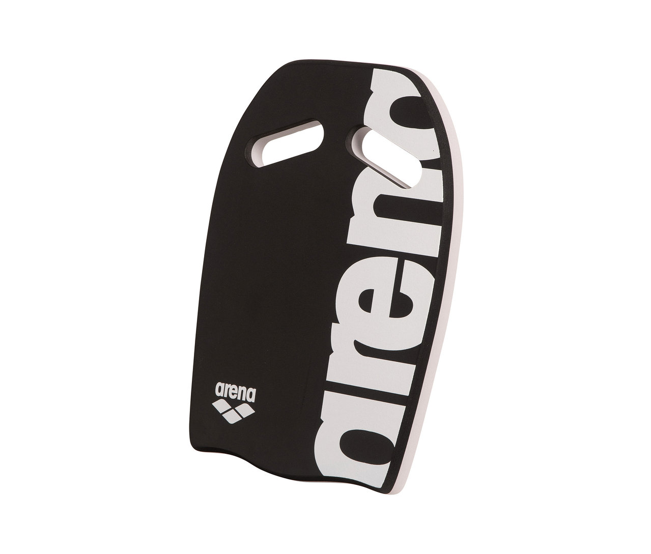 Schwarzes Arena Schwimmbrett Kickboard mit weißem Logo.