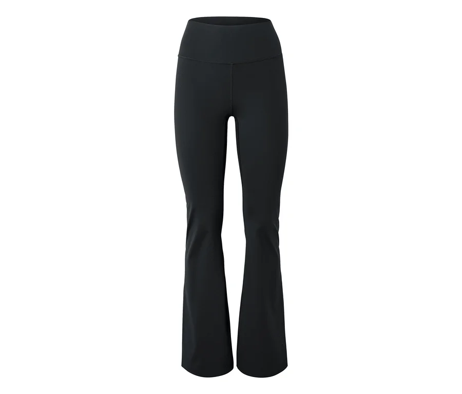 Schwarze High-Waist Schlagleggings.