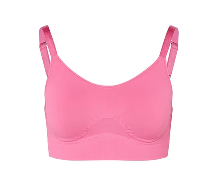 Pinkfarbener Sport-BH mit verstellbaren Trägern.