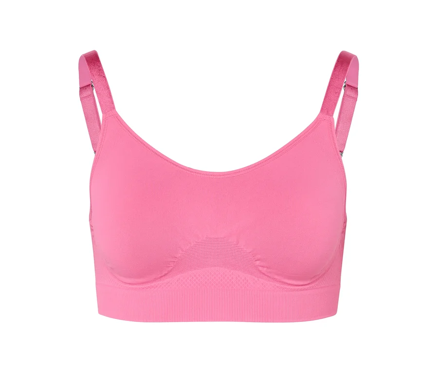 Pinkfarbener Sport-BH mit verstellbaren Trägern.