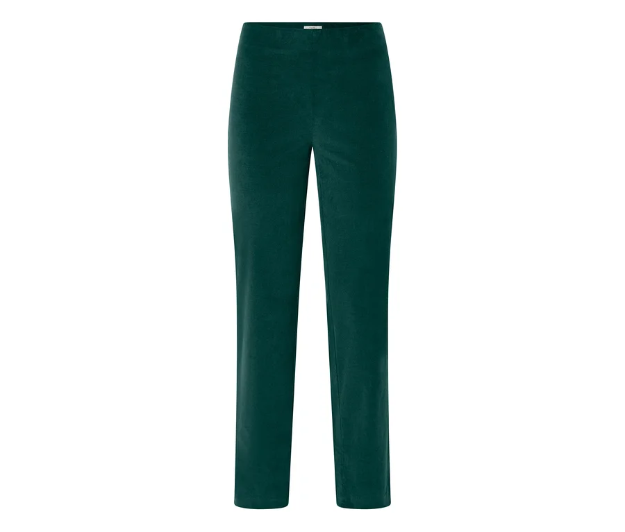 Grüne, lange Hose mit geradem Bein und elastischem Bund.