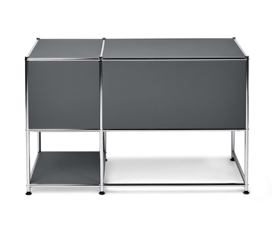 Grauer Metall Schreibtisch »CN3« mit Klapptür.